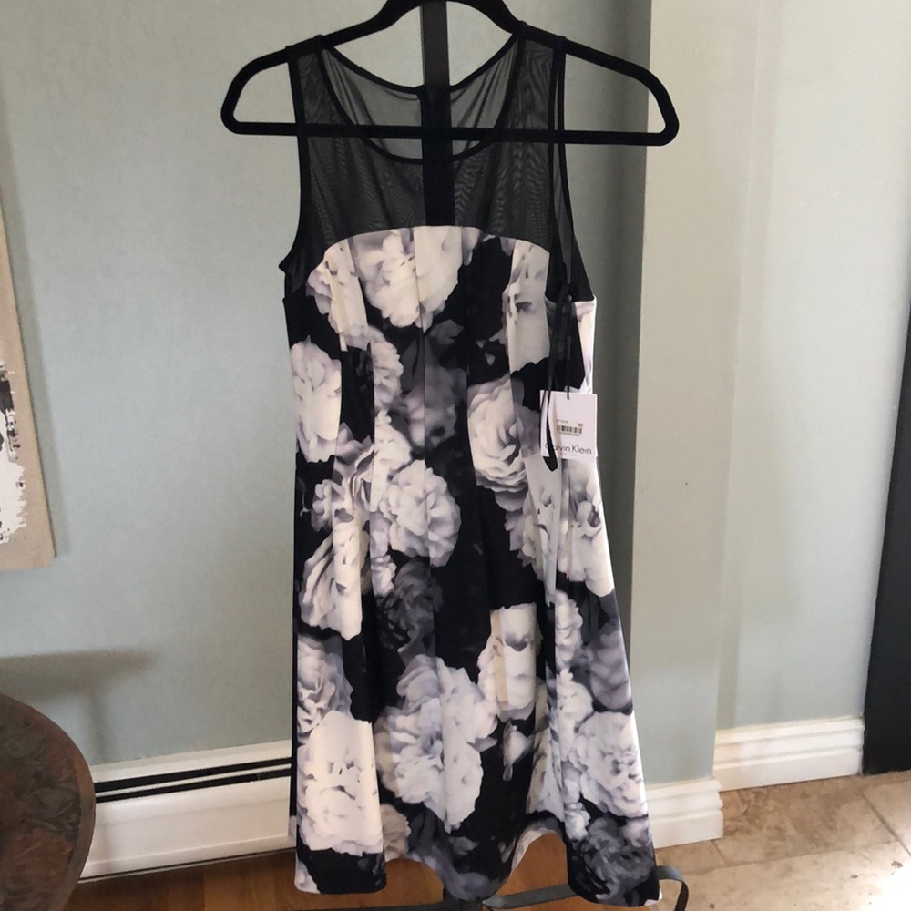 Calvin Klein black and white dress